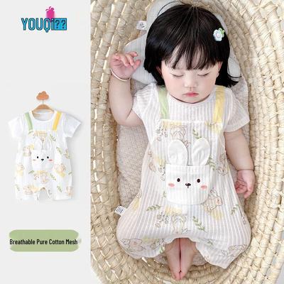 Летний хлопковый комбинезон с коротким рукавом Youqi Baby