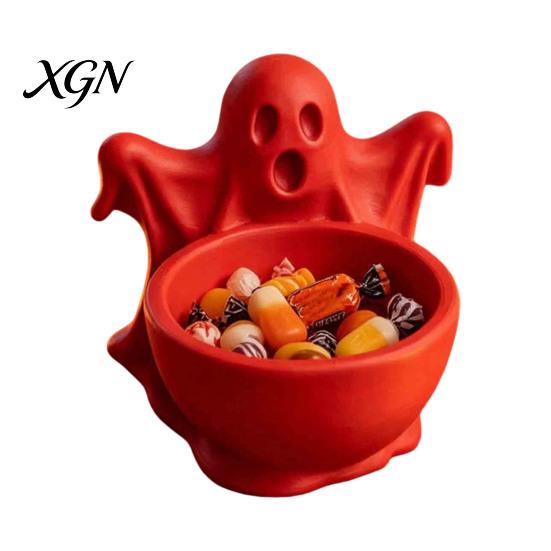Creative Desk Storage Ornament 3D Printed Ghost Candy Bowl for Halloween Party Decorations, Multi-functional Desktop Cute Supplies Organizer Trinkets