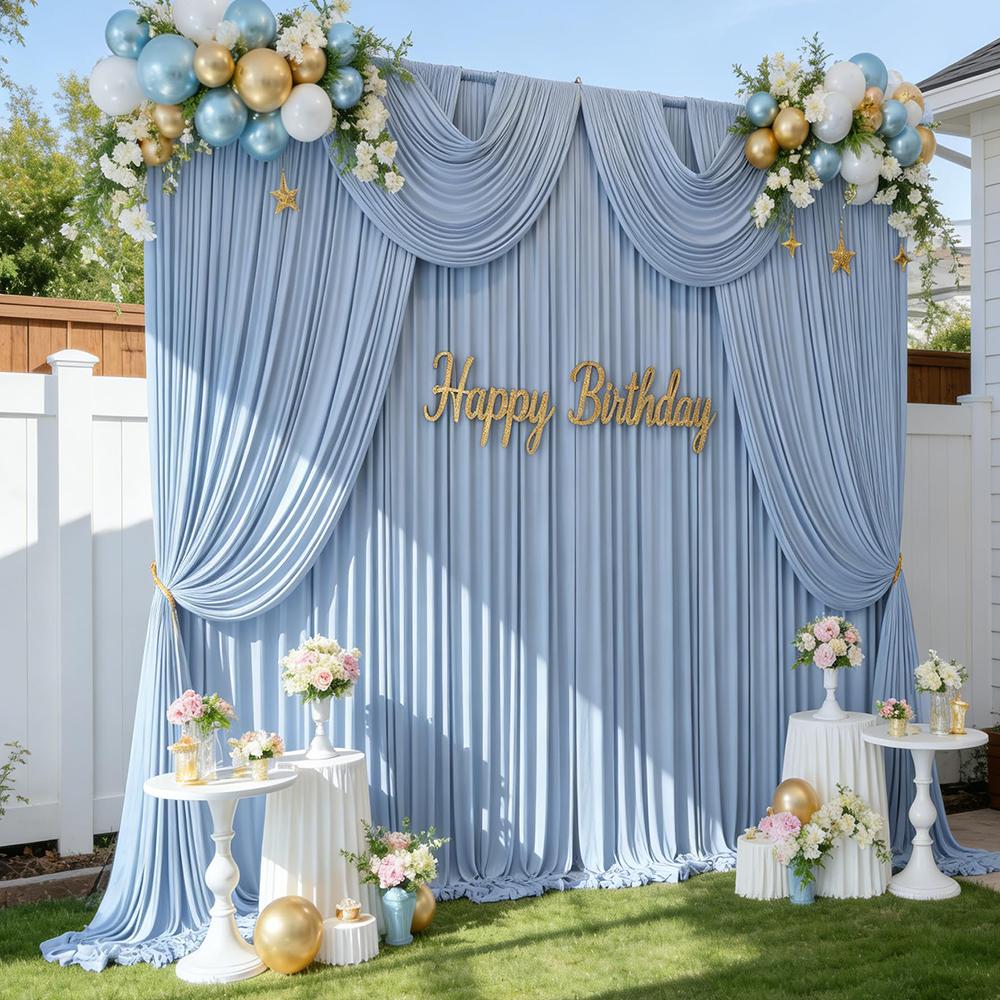 Backdrop Curtains Wrinkle Free Drapes Fabric Decorations Photo Back Drop Cloth for Wedding Baby Shower Photography Stage Recepti