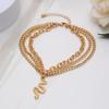 Europe and The United States Cross-border Fashion Jewelry Gold Cross Chain Foot Tassel Snake Pendant Three-tier Anklet Female.