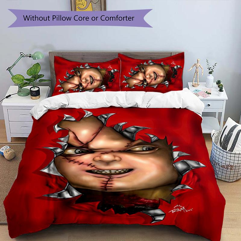 Chucky 3pcs Bedding Set Duvet Cover Closure Includes 1 Duvet Cover & 2 Pillowcases for All Seasons Bedroom Home Dorm Decor
