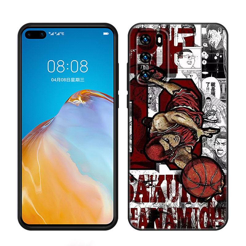 Anime Slam Dunk Black Silicone Phone Case For Huawei P10 P20 P30 P40 Lite P50 P60 Art P50E P Smart Z 2018 2020 2021 Pro 2019