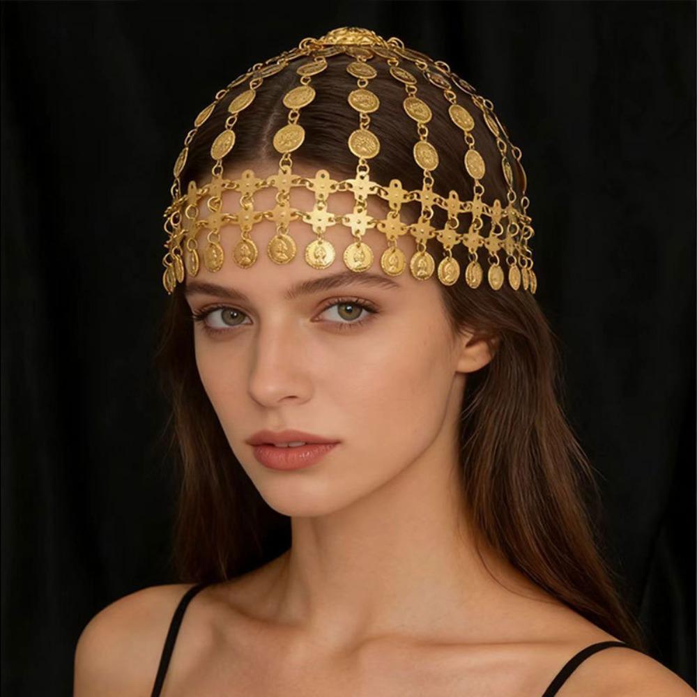 Round Exotic Forehead Chain Korean Style Long Tassels Hair Chain Headgear Accessory