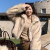 Fashion Luxury Faux Fur Short Coat Women Stand Collar Long Sleeve Loose Jacket Autumn Winter Lazy Thick Streetwear Outerwear