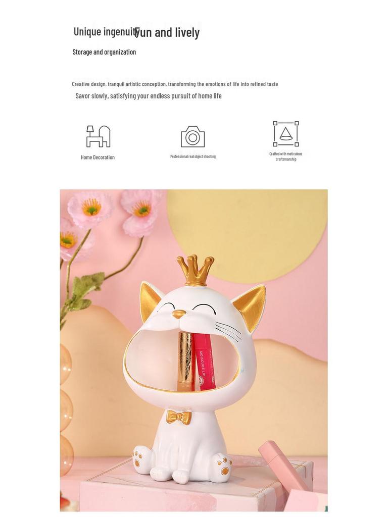 Креативное украшение из смолы в стиле кошки люкс для домашнего декора и хранения ключей