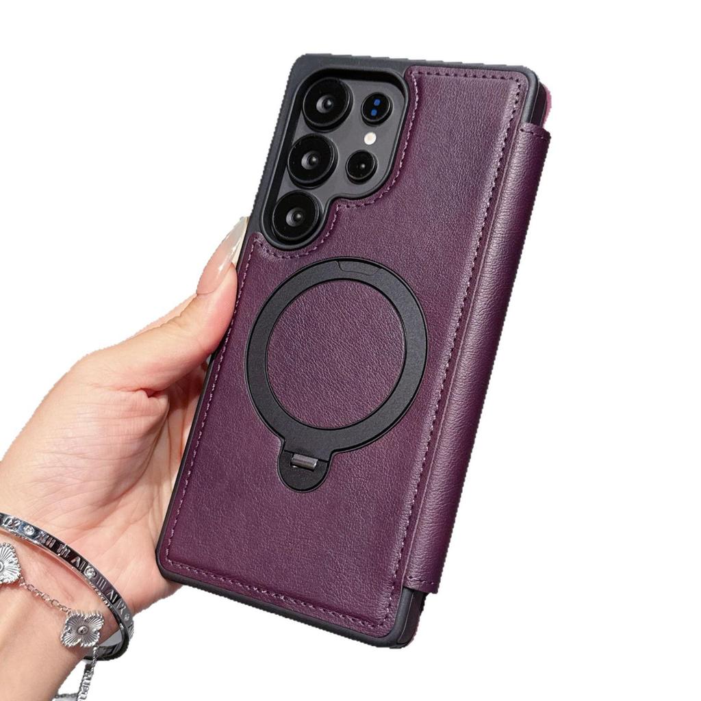 Чехол-книжка Samsung S25 Ultra с держателем для карт, бронезащитой и вращающейся магнитной подставкой - Чехол A17 с полной защитой от падений