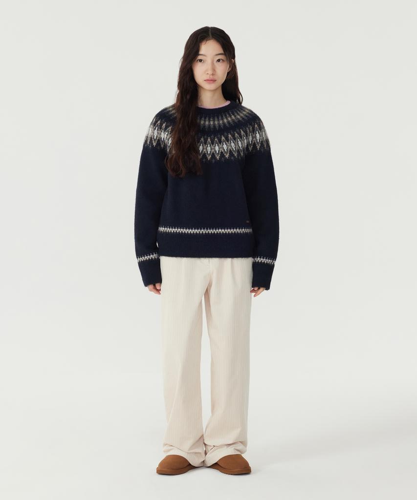 COVERNAT WOMAN Nordic Pullover Knit Dark Navy
