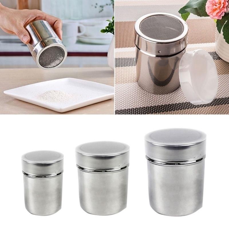 1Pcs Flour Salt Sifter Icing Sugar Stainless Steel Mesh Shaker Dredger Cocoa Chocolate Powder Shaker