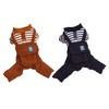 Yousheng Cat Dog Clothing Fake Two-Piece Design Four Legged with Traction Ring Striped Thickened Autumn Winter Dog Clothes