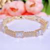WWJ Fashion Golden Hollow Square Tennis Bracelet Shiny Zircon Lady Simple Party All-Match Jewelry Hand Accessories