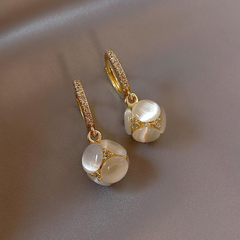 Серьги-гвоздики из камня «Кошачий глаз» Luxury-lite - Уникальный дизайн, Изысканные пусеты, Стиль высокого класса