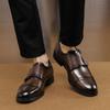 New Classic Designer Business Dress Party Shoes Men Leather Double Buckles  Prints Thick Soled Oxford Business Men Loafers Shoes