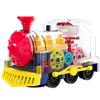 Electric Train Set Transparent Electric Gear Train with Music Light Rotating Toy Children S