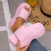 Fashion Women's Casual Solid Color Eva Platform Slippers Summer Beach Thick Sole Slides Woman Indoor Outdoor Comfy Slip On Wedge Sandals