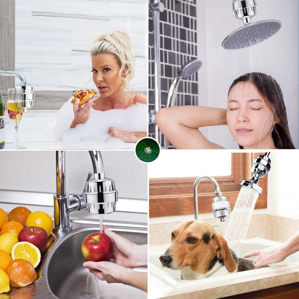 Removal Bathroom Activated Carbon Hard Water Purification Softener 15 Stages Shower Head Filter