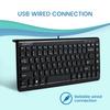 Проводная клавиатура Perixx с подключением по USB, мини, маленькая, компактная, без цифрового блока, высококачественная обработка поверхности фортепиано, 320x141x25 мм, гарантированная черная английская раскладка
