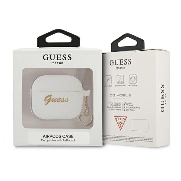 Guess Gua3Lschsh Airpods 3 Cover White/White Silicone Charm Heart Collection