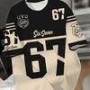 Black and gray short-sleeved jersey with the number 67 printed on it