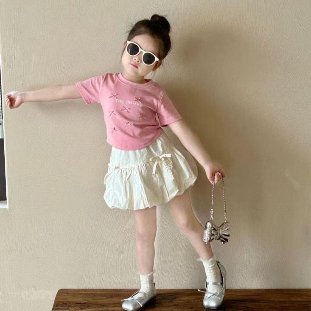 Sweet Bow Flower Bud Skirt New Children's Short Skirt Trendy Girl's Half Body Skirt Kids