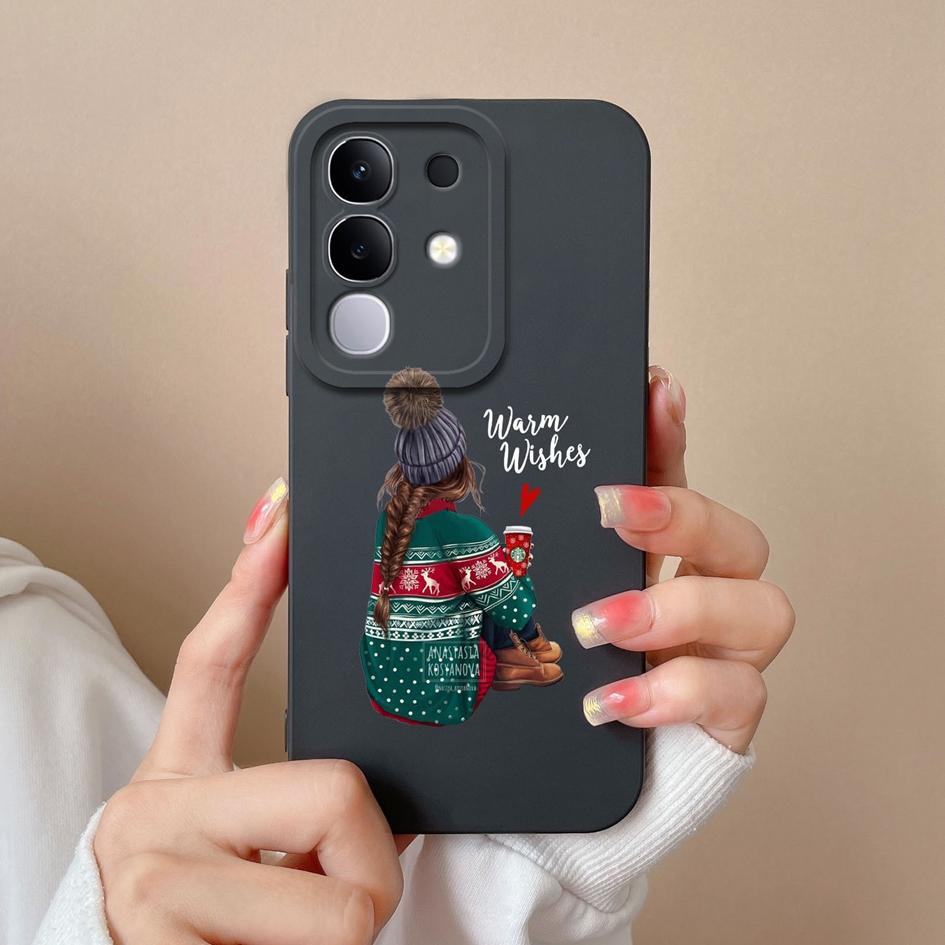 Чехол для Vivo S19 Pro Y04 T4x iQOO Z9s V30 V40e V50 V40 Lite(ИДН) Y29 Y29S Y39 Y19S Чехол из жидкого силикона с милым узором для Vivo Capa