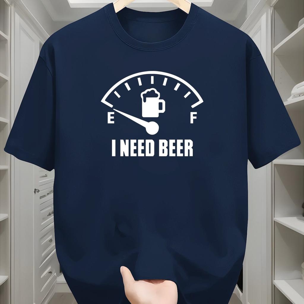 Мужская футболка с юмористическим графическим принтом I NEED BEER, мягкая, дышащая, повседневная, с коротким рукавом, для летней одежды