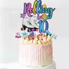 7Pcs Rolling into 10 Theme Cake Toppers Sets Roller Skate Happy 10th Birthday Themed Set Cake Decoration Girls Club Rolling 10 Years Old Supplies