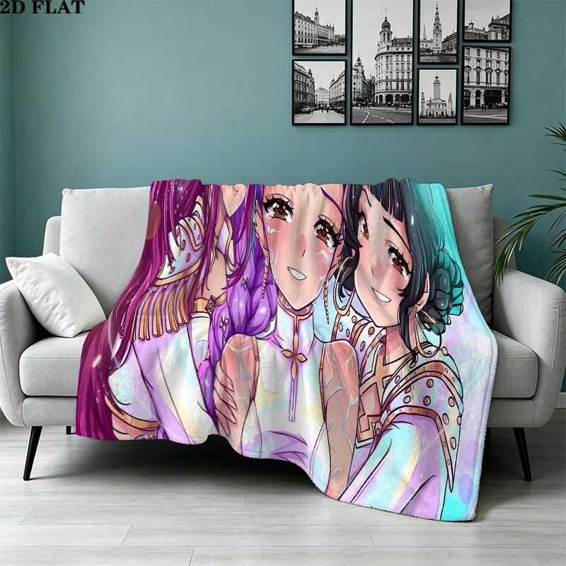 1PC Kpop Demon Hunters Patterned Flannel Blanket Suitable For All Seasons For Home Decor Warmth And Comfort Gifts Holiday Present