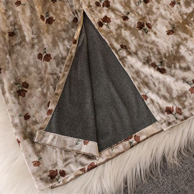 Юбка средней длины. Осенне-зимняя женская юбка. Женская длинная юбка из золотого бархата в стиле ретро с принтом.