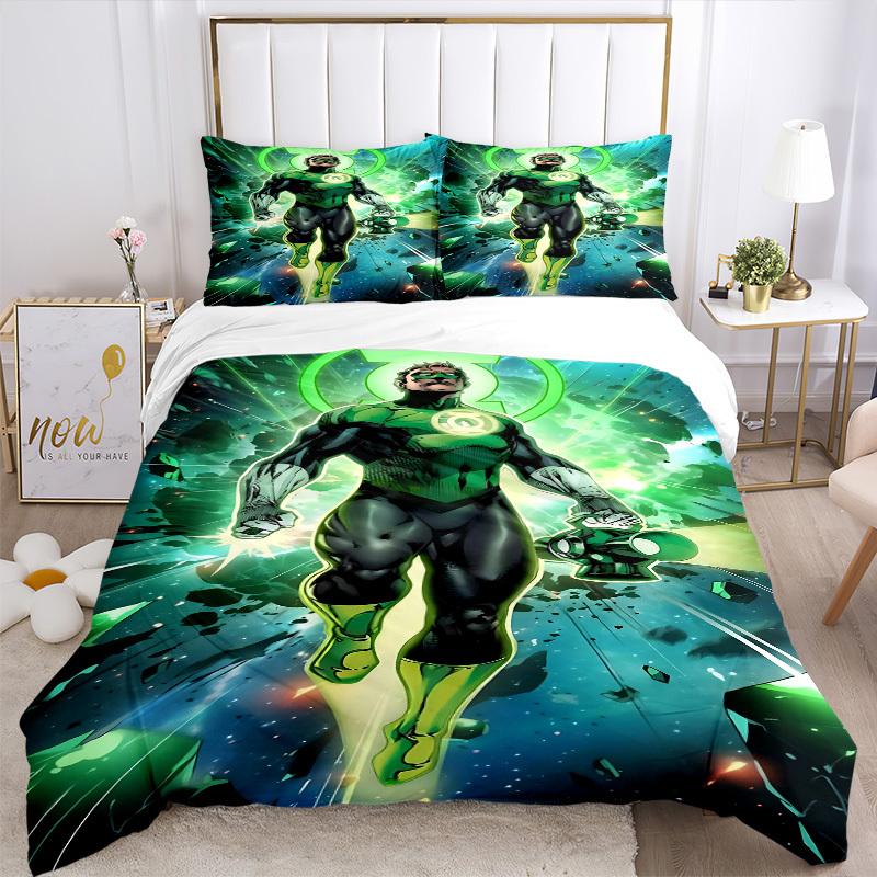 3pcs Green Lantern Duvet Cover Set, 1 Duvet Cover + 2 Pillowcases (No Insert), High-Definition Print for All Seasons,Durable yy251103048