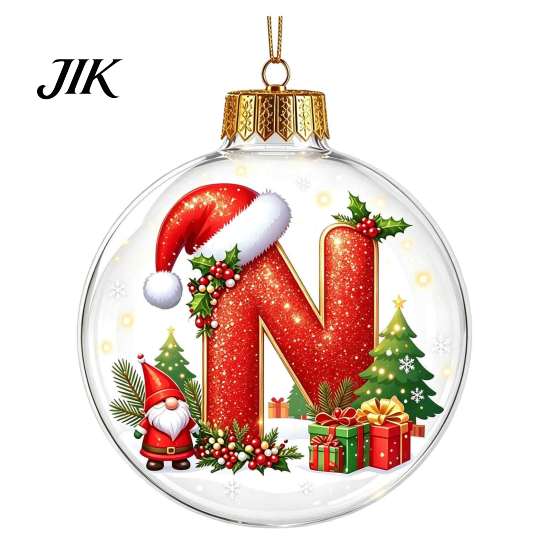 Creative DIY Christmas Ornaments 26?Letter Acrylic Ball Ornament, 3D Crystal Style Alphabet Winter Holiday Party Supplies Hanging Pendant, Xmas Tree