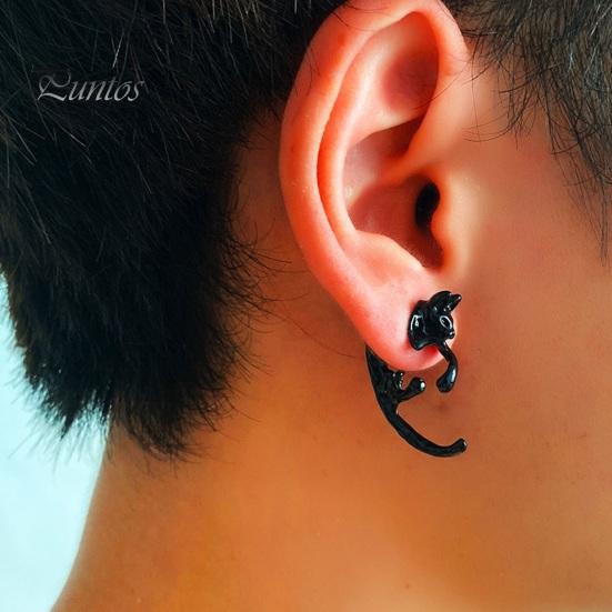 1 пара серег-гвоздиков в готическом темном стиле с имитацией динозавра и кошки, креативные серьги-гвоздики в стиле хип-хоп и рок, модные аксессуары