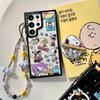 Magnetic Snuffy Sleeping Design Phone Case Galaxy S26 Ultra S25 Edge S24 FE - Cute Cartoon PET Cover With Chain Or