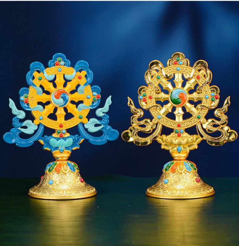 Тибетские благоприятные символы: Золотое колесо Восьми сокровищ - Украшение для домашнего алтаря