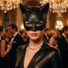 Fancy Prom Cat Women Mask BlackCosplay Half-Face Mask Cat Ear  Mask  Halloween Festival Party Mask