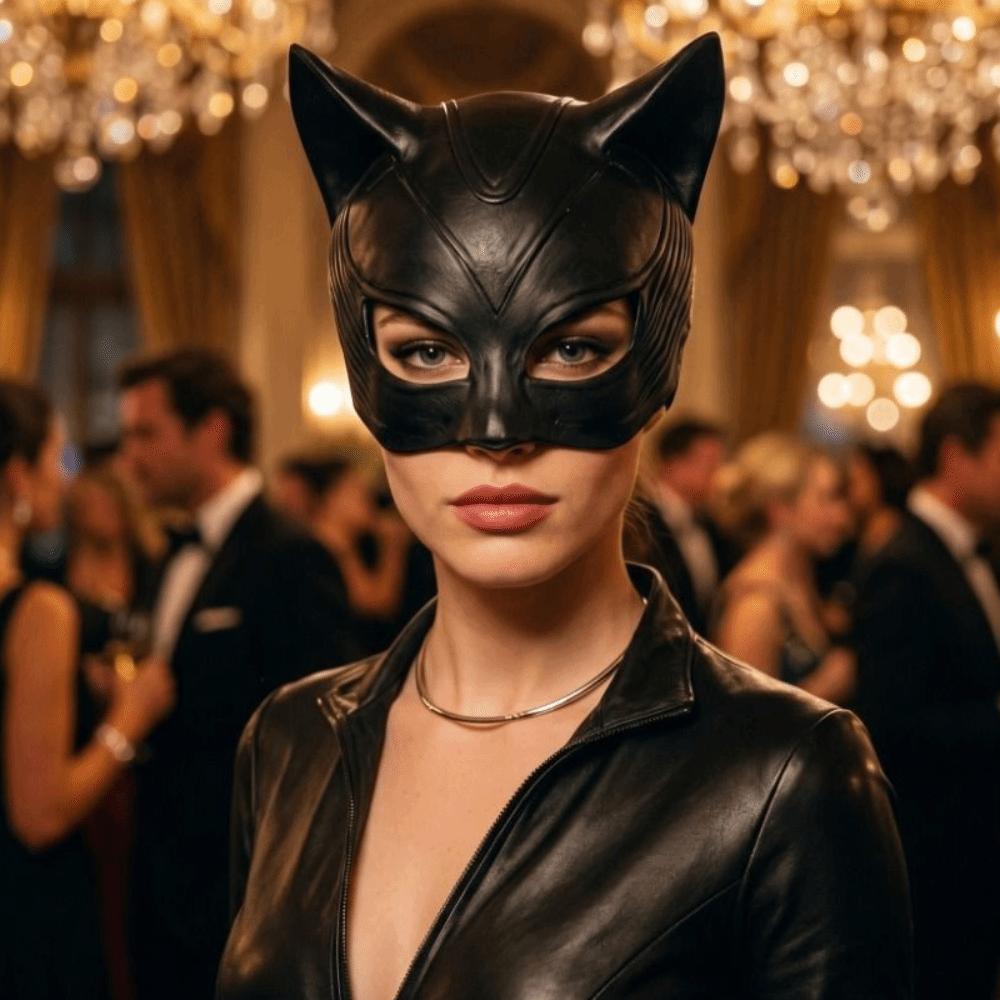 Fancy Prom Cat Women Mask BlackCosplay Half-Face Mask Cat Ear Mask Halloween Festival Party Mask