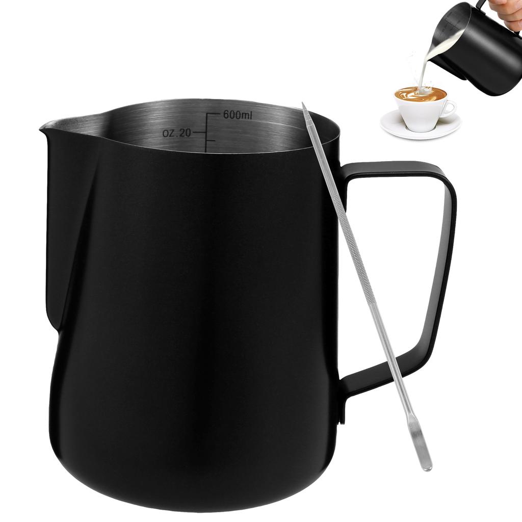 Кувшин для вспенивания молока из нержавеющей стали, длинный закругленный носик, кувшин для латте, кувшин для вспенивания молока, профессиональный кувшин для приготовления молока бариста