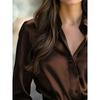 Women S Long Sleeve V Neck Button Down Solid Color Elegant Blouse