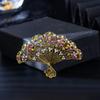 Брошь-веер в ретро-стиле, старинное золото, инкрустированное бриллиантами, булавка для одежды в форме веера, женские аксессуары для пальто высокого класса, оптовая продажа корсажей