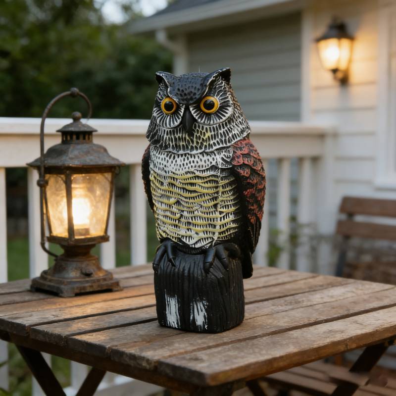 Садовый Декор Сова-Отпугиватель С Движущейся Головой Для Отпугивания Птиц И Грызунов Во Дворе
