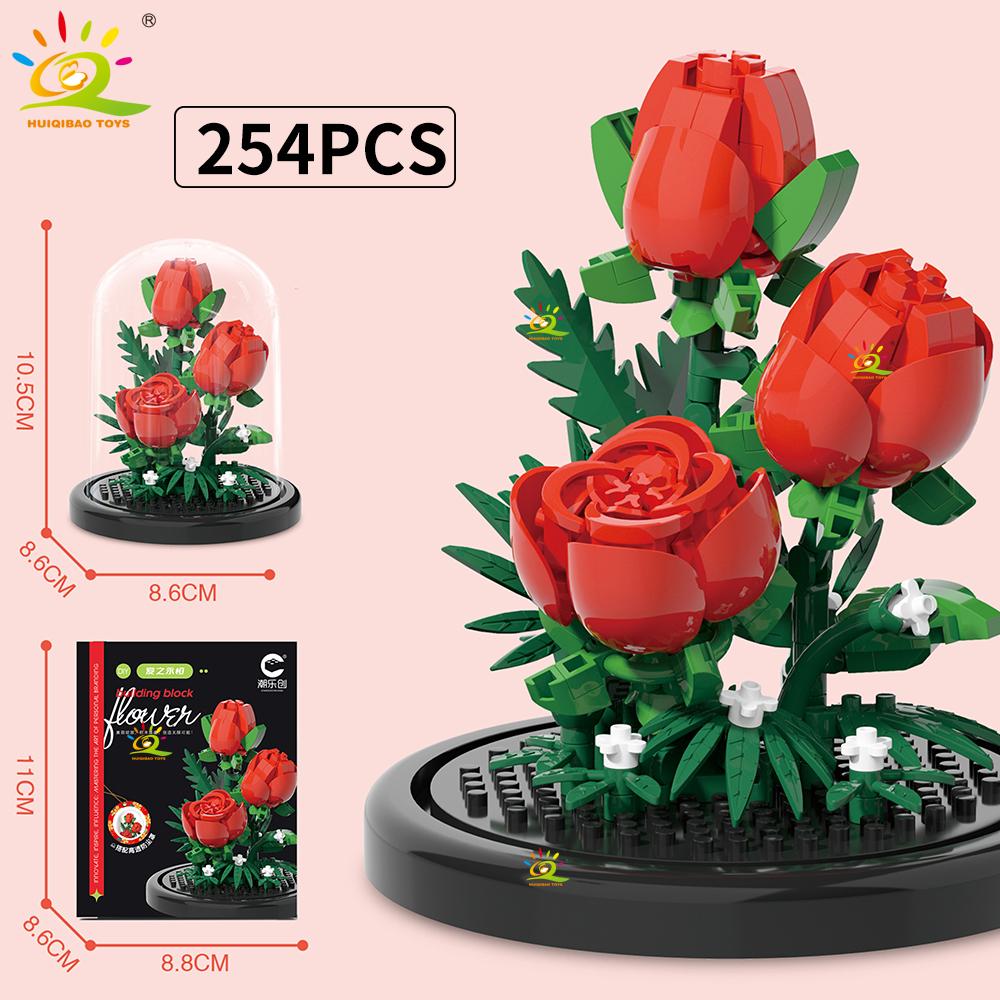 Вечный букет дисплей коробка микро строительные блоки цветок модель DIY домашний стол растение украшение кирпичная игрушка для детей
