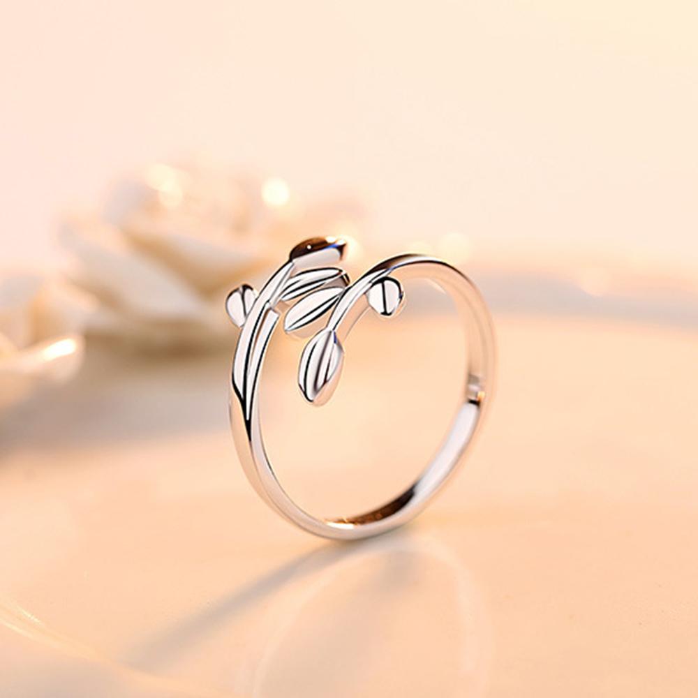 Новое 925 посеребренное женское кольцо мода оливковая ветвь листья указательный палец регулируемые кольца ювелирные изделия подарок на годовщину
