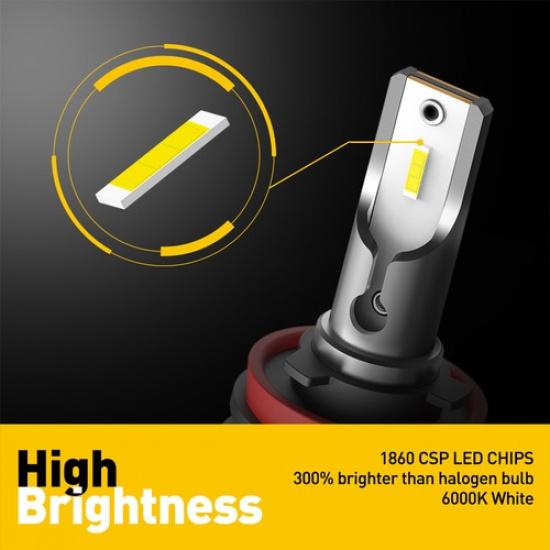 H8 H11 LED Headlight Bulb H9 Hi/Lo 90W Conversion Set White High Beam Power New