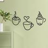 3Pcs/set Black Wall Hanging Coffee Cup Handicraft Wall Sculpture Simple Metal Coffee Cup  Home Decor