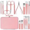 18 Pcs Stainless Steel Nail Clipper Set Grooming Tool Set With Portable Case Manicure Art Tool Pink Nails Cut