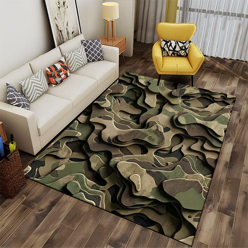 Camouflage Pattern Area Rug suitable as a non-slip mat for the living room or bedroom sofa