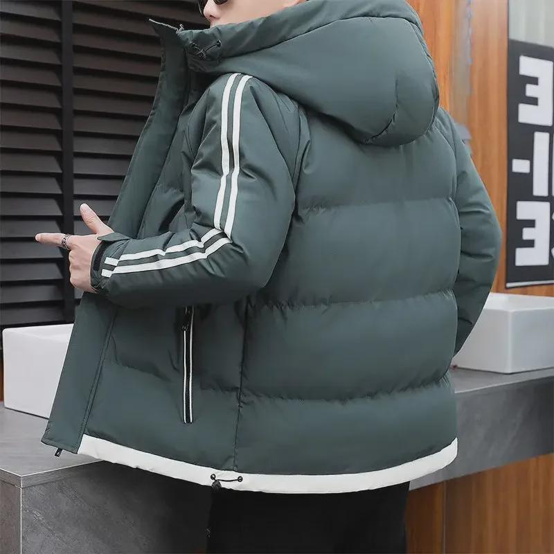 Men's Trendy Korean-Style Hooded Winter Cotton Coat - Thick, Warm, and Stylish
