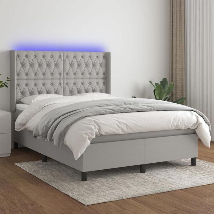 Maison Exclusive - Lit à ressort LED avec tête de lit tissu