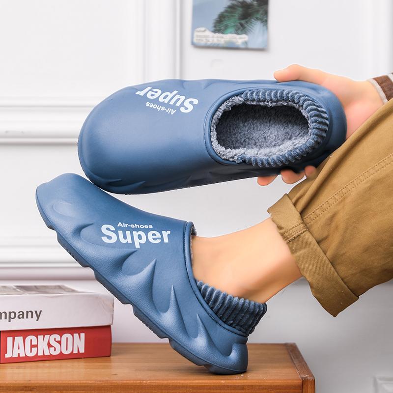 Большой размер 4849 Зимние мужские тапочки Теплые меховые домашние тапочки для мужчин Плюшевые домашние хлопковые туфли Женская одежда Шлепанцы Новинка