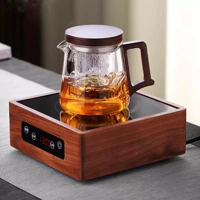 Высококачественный термостойкий стеклянный чайник со стеклянным фильтром, высококлассной крышкой из массива дерева, 550 мл