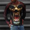 New Skull 3D Printed Pattern Men's Casual Fashion Round Neck Long Sleeve T-shirt